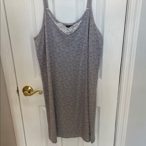 Tahari Light Gray Night Slip/Gown with Lace Trim